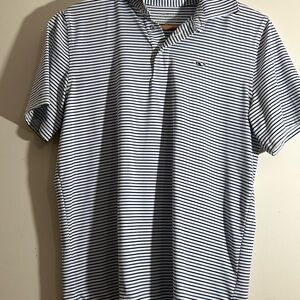 Vineyard Vines Navy and White Striped Polo